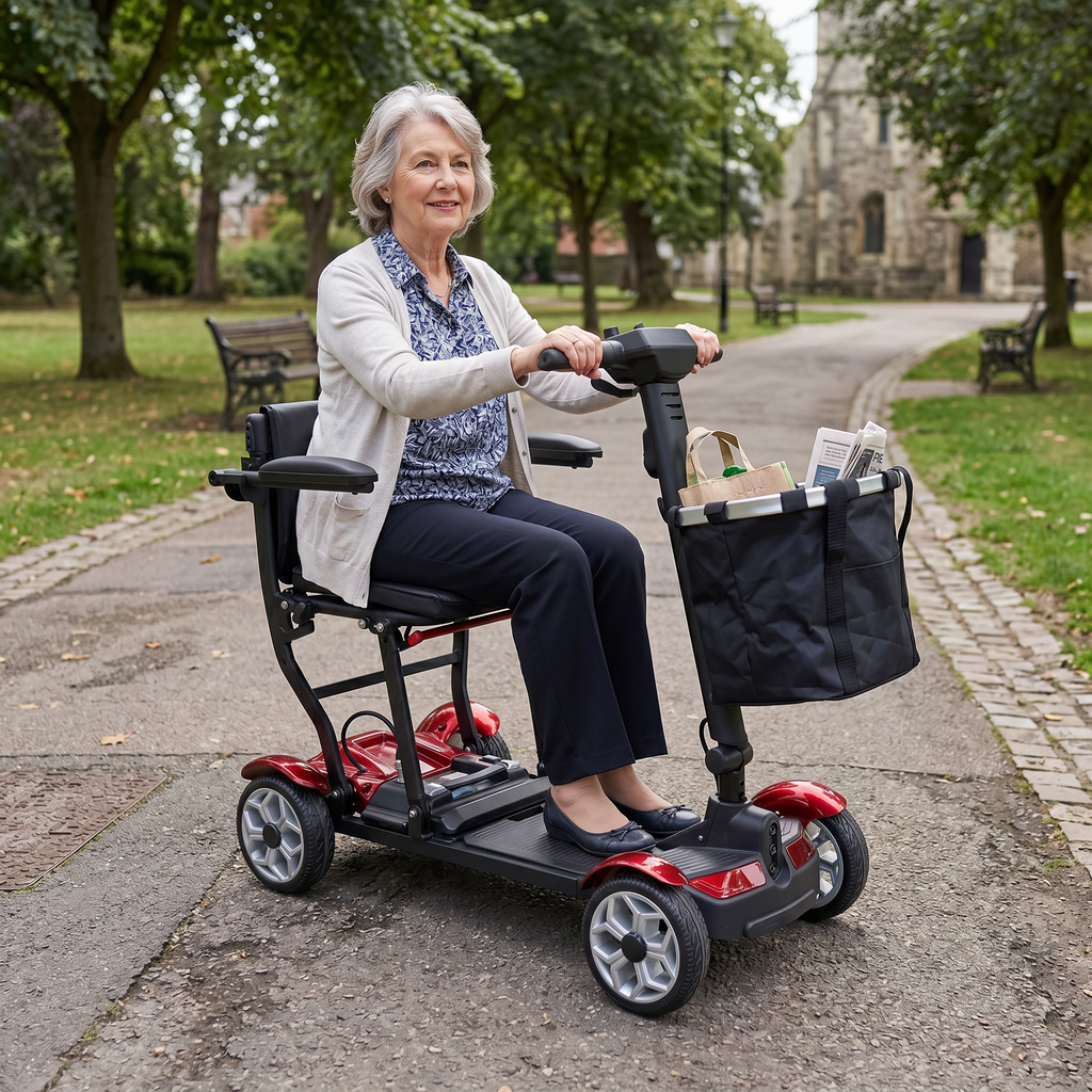 Mobility Life ML-500 – Compact Folding Mobility Scooter (Red)