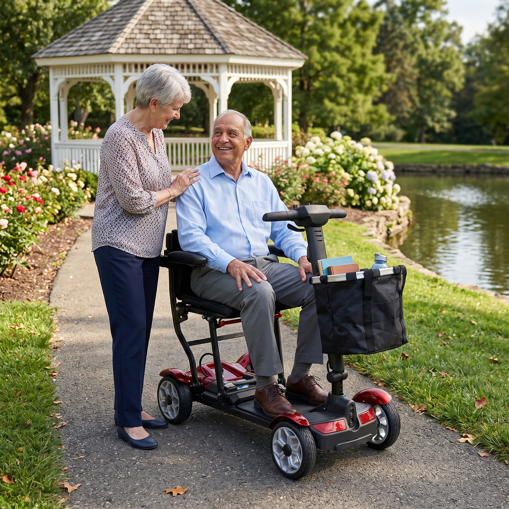Mobility Life ML-500 – Compact Folding Mobility Scooter (Red)